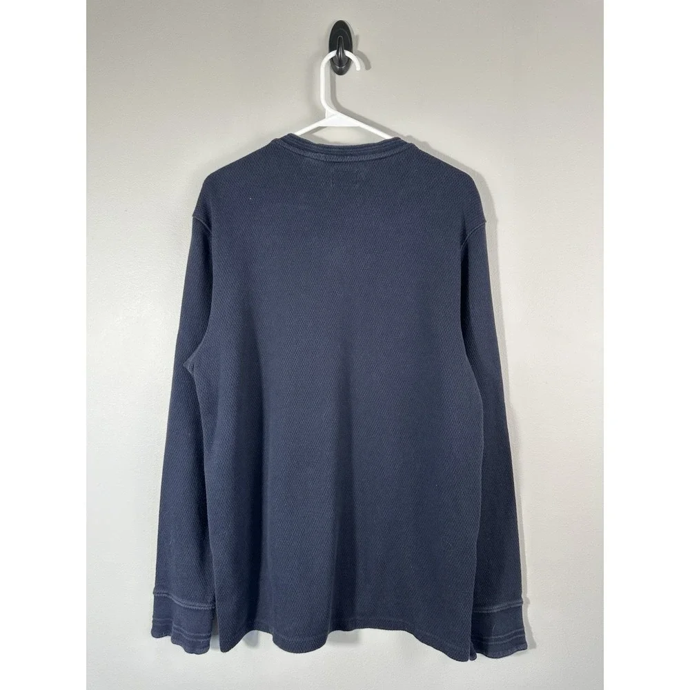Levis‎ Thermal Henley Mens Large Blue Long Sleeve Y2K Grunge